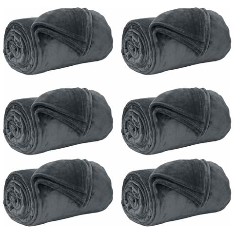 Coperte da Pile 6 pcs Grigio scuro 220 x 240 cm Panno - Foto 1