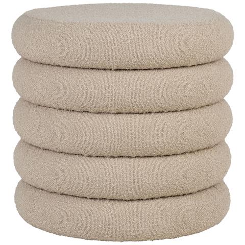 Pouf Brooklyn Con Contenitore In Bouclé Beige Ø44 Cm - Foto 1