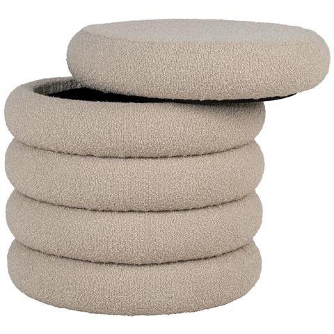 Pouf Brooklyn Con Contenitore In Bouclé Beige Ø44 Cm - Foto 2