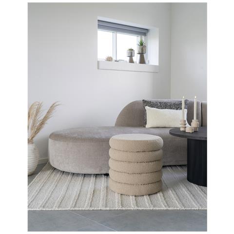 Pouf Brooklyn Con Contenitore In Bouclé Beige Ø44 Cm - Foto 3