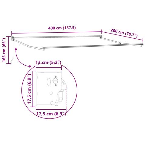 Telaio per tende da sole retrattile manuale Bianco 4 x 2 m - Foto 8