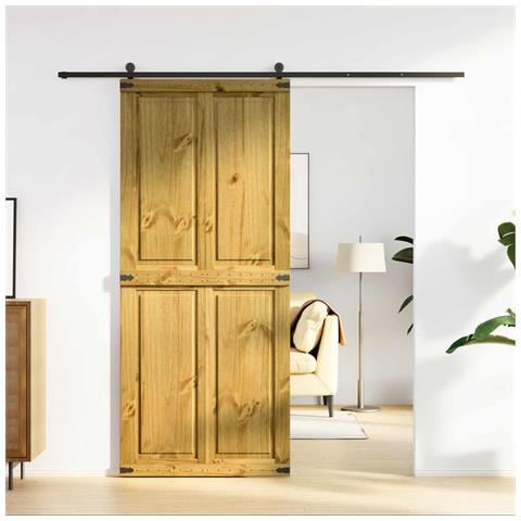 Porta del fienile Corona Marrone Miele 90 x 210 cm - Foto 2