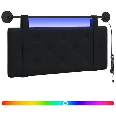 Testiera sospesa Con luce LED Nero Velluto - Foto 1