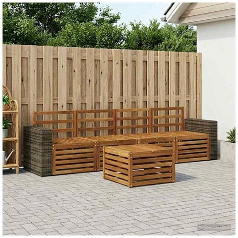 Set di divani da esterno 5 pcs Naturale - Foto 2