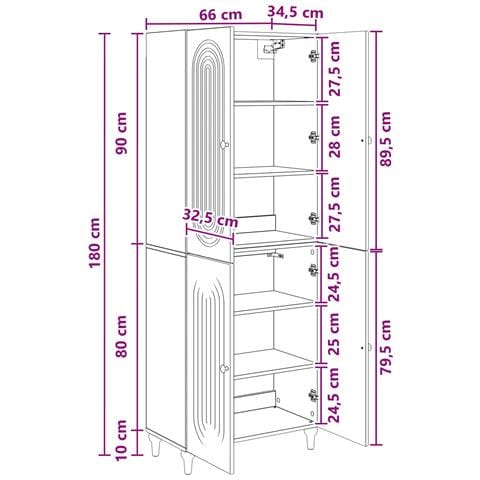 Set di armadi 2 pcs 66 x 34,5 x 90 cm Legno ingegnerizzato - Foto 8