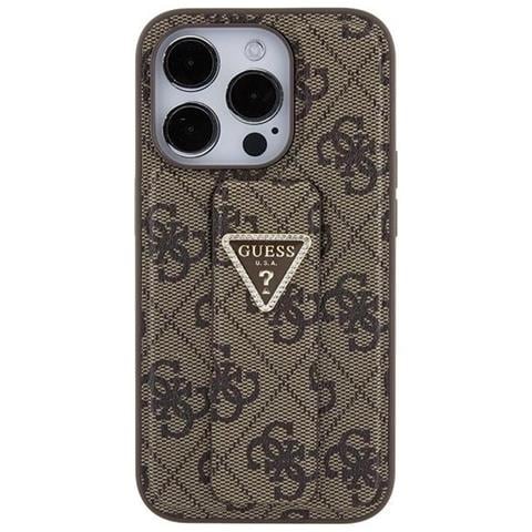 Guess Grip Stand 4g Triangle Strass Cover Per Iphone 15 Pro - Marrone - Foto 1