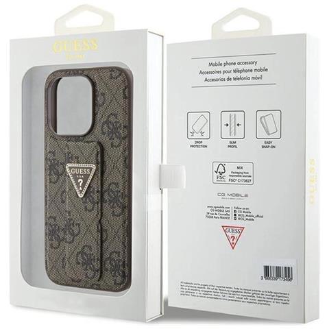 Guess Grip Stand 4g Triangle Strass Cover Per Iphone 15 Pro - Marrone - Foto 2