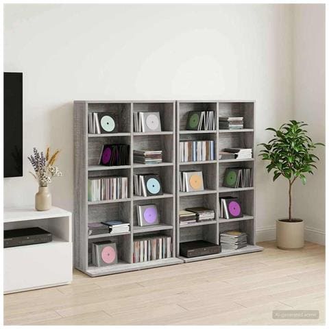 Mobile per CD 2 pz Sonoma grigio 65 x 23,5 x 97,5 cm - Foto 2