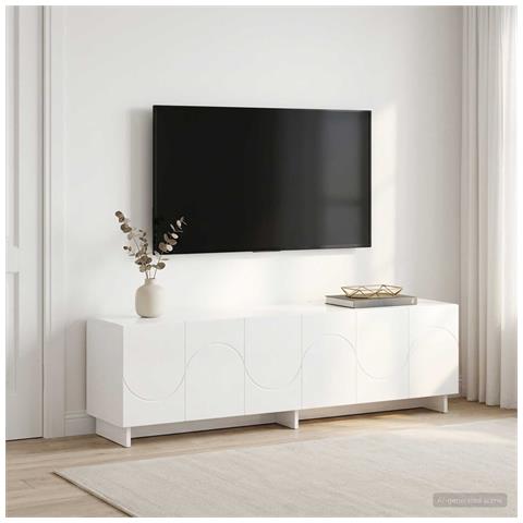 Supporto TV 140 x 34.5 x 40 cm Bianco Lucido - Foto 2