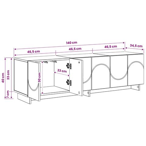Supporto TV 140 x 34.5 x 40 cm Bianco Lucido - Foto 9