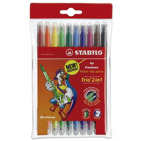 Stabilo Trio 2-in-1 Pennarello a doppia punta 10 pezzi colore: Blu