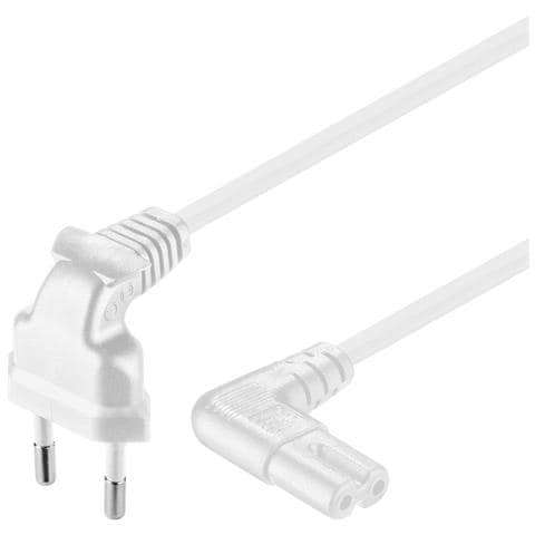 ICOC 02-NC-ANG20W - Cavo Alimentazione C7 a Italiana Angolati 2 m Bianco - Foto 1