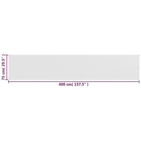 Paravento Da Balcone Hdpe 75x400 Cm Bianco - Foto 4