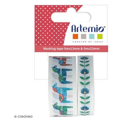 2 Masking Tapes Tagliate Cavalli E Fiori 5 M - Folk - Foto 1