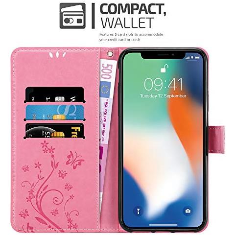 Cadorabo Custodia Compatibile Con Apple Iphone Xs Max In Rosa Fiore - Coperchio Protettivo In Design Floreale Con Chiusura Magnetica, Funzione Stand E Slot Per Carte - Foto 2