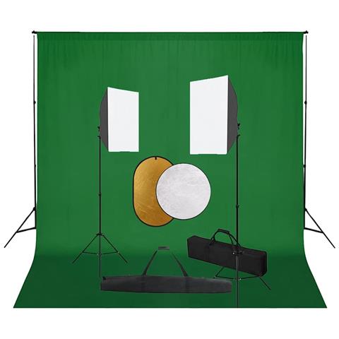 Kit per Studio Fotografico con Set Luci, Fondale e Riflettore - Foto 1