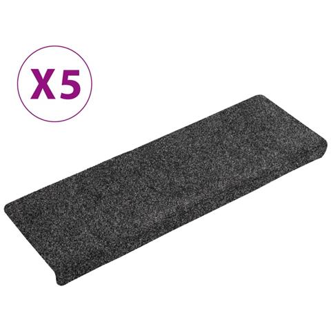 Tappetini per Scale Tessuto Agugliato 5 pz 65x21x4 cm Grigi - Foto 1