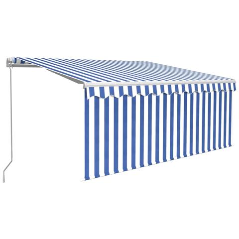 Tenda Sole Retrattile Manuale con LED 3x2,5m Blu e Bianco - Foto 1