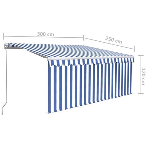 Tenda Sole Retrattile Manuale con LED 3x2,5m Blu e Bianco - Foto 2