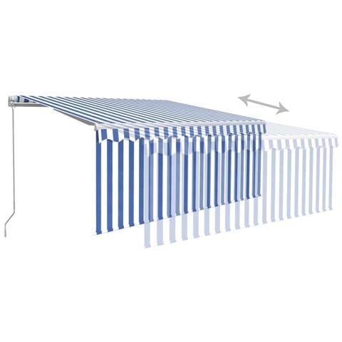Tenda Sole Retrattile Manuale con LED 3x2,5m Blu e Bianco - Foto 7