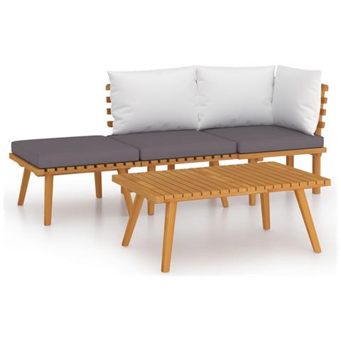 Set Divani da Giardino 4 pz con Cuscini in Massello di Acacia - Foto 1