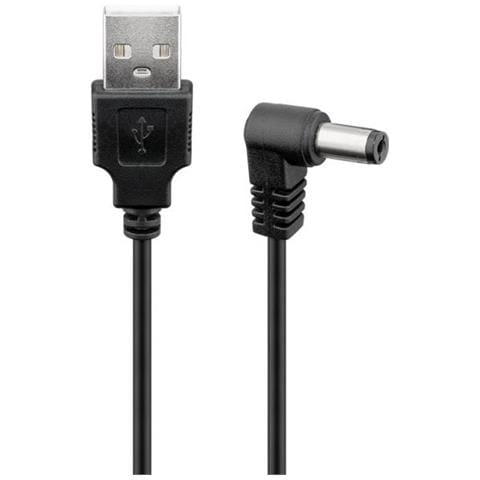 Cavo Usb A Maschio A Dc 5,5 X 2,1 Mm Maschio Angolato 1m Nero - Foto 3