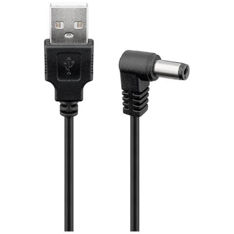 Cavo Usb A Maschio A Dc 5,5 X 2,1 Mm Maschio Angolato 1m Nero - Foto 1