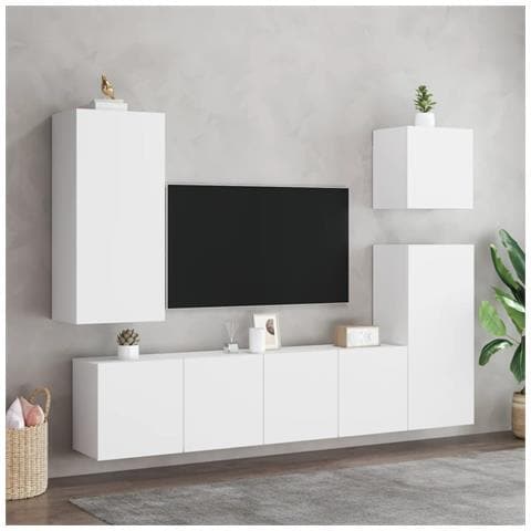 Mobili Tv A Parete 2pz Bianchi 80x30x41 Cm - Foto 3