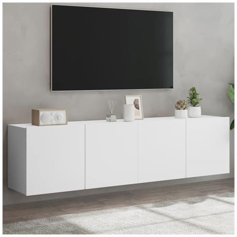 Mobili Tv A Parete 2pz Bianchi 80x30x41 Cm - Foto 1