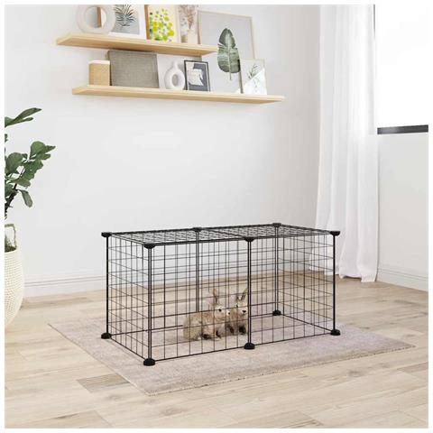 Gabbia Per Animali Domestici 8 Pannelli Nero 35x35 Cm Acciaio - Foto 2