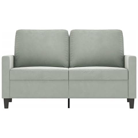 Divano A 2 Posti Grigio Chiaro 120 Cm In Velluto - Foto 3