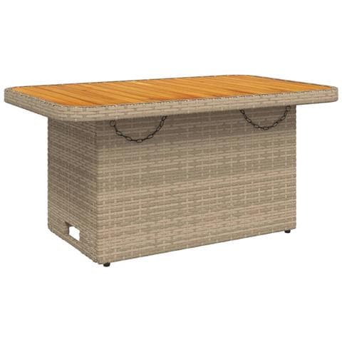 Tavolo Da Giardino Beige 90x55x71cm Polyrattan E Legno Acacia - Foto 2