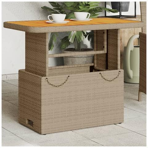 Contenitore Giardino VidaxL - Polyrattan E Legno Acacia, 220x50x54 Cm, Beige Con Custodia Impermeabile - Foto 8