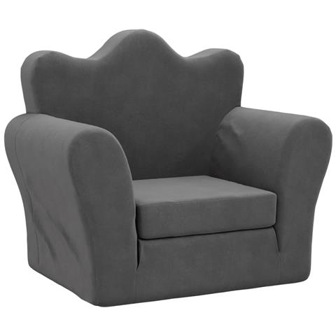 Divano Letto Per Bambini Antracite In Morbido Peluche - Foto 2