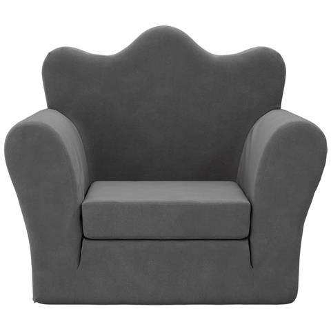 Divano Letto Per Bambini Antracite In Morbido Peluche - Foto 3