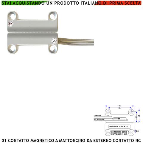 Contatto Magnetico Da Esterno 1 Pezzo Per Antifurto Finestre Infissi Contatto Reed Nc Sottovuoto Sensibilità Magnetica - Foto 1