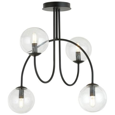 Lampada A Soffitto Roma - Nero, Grigio - Acciaio Verniciato A Polvere, Vetro - 55x26x75 Cm - Foto 1