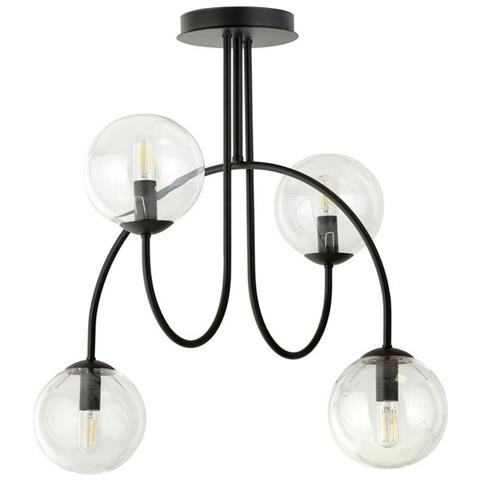 Lampada A Soffitto Roma - Nero, Grigio - Acciaio Verniciato A Polvere, Vetro - 55x26x75 Cm - Foto 2