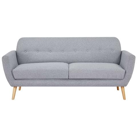 Divano Da Salotto 3 Posti In Tessuto Con Forma A Conchiglia Grigio Chiaro Loren - Foto 2