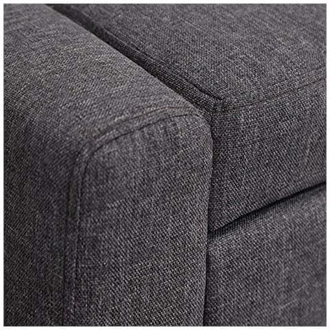 Cassapanca Pouf Contenitore Panca Sgabello Poggiapiedi In Tessuto Grigio Scuro - Foto 2