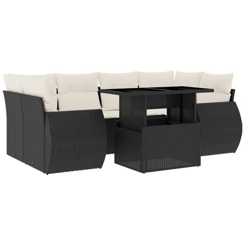 Set Divani Da Giardino Con Cuscini 7pz Nero Polyrattan - Foto 2