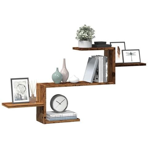 Scaffale A Parete Legno Vecchio 104x15x49 Cm In Truciolato - Foto 3