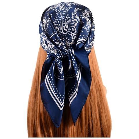 Elegante Sciarpa Quadrata Paisley - 70x70 Cm Navyblue - Foto 5