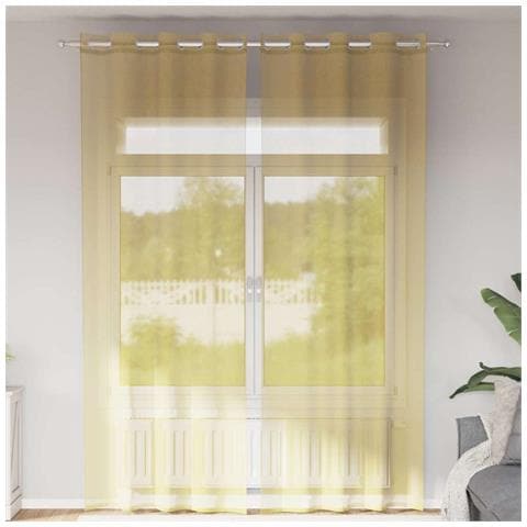 Tende In Voile Con Occhielli 2 Pz Giallo - Foto 1