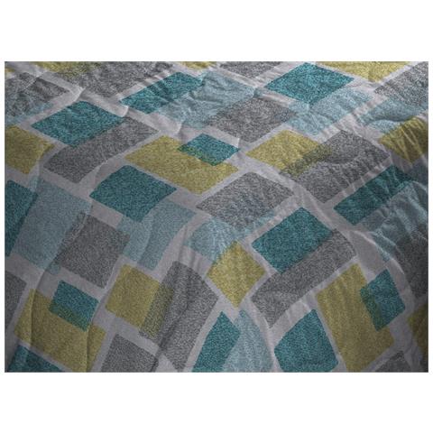 Trapuntino Piumino Estivo Primaverile 100gr Mq Leggero Disegno Square Matrimoniale Azzurro - Foto 2