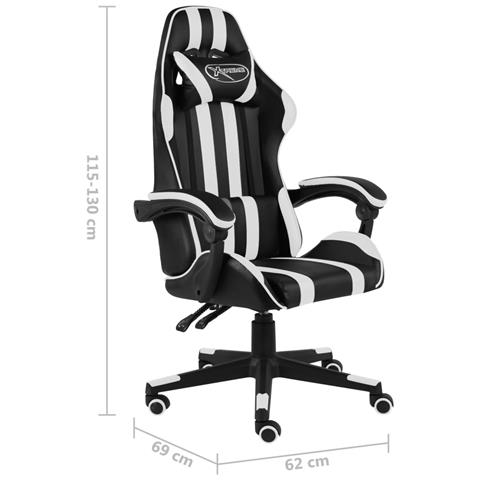 Sedia Da Gaming Nero E Bianco In Similpelle - Foto 6