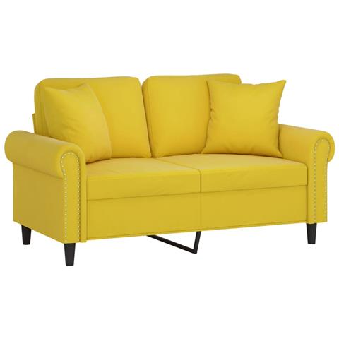 Divano A 2 Posti Con Cuscini Giallo 120 Cm In Velluto - Foto 2