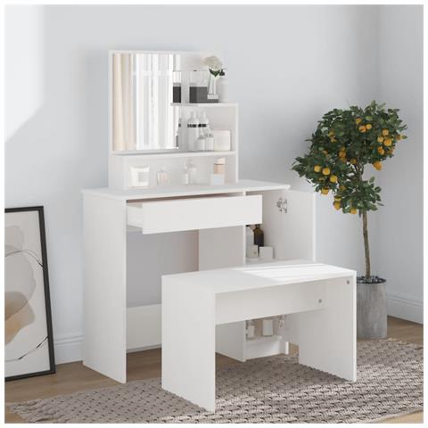 Lusso Casadino -  Toeletta Con Specchio Bianco 86,5x35x136 Cm - Foto 2