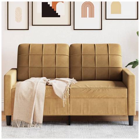 Lusso Casadino -  Divano A 2 Posti Marrone 120 Cm In Velluto - Foto 8