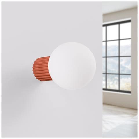 Lampada Da Parete Halo Rosso Ocra Ip44 Sl. 1727 - Moderno Lampada Da Parete Ocra Rossa 12x12x17 Cm - Foto 2